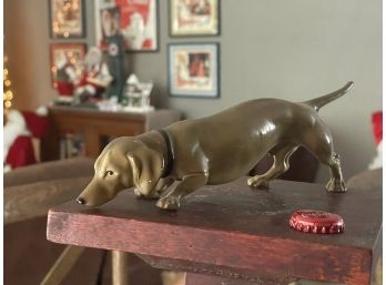 Vintage Bisque Dachshund Dog Statue - Figurine - Unmarked - Dog Lovers - Made In Germany