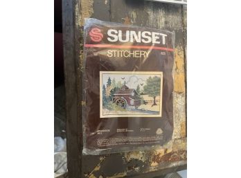 '82 Vintage Sunset Stitchery Yarn Embroidery Kit, With Pattern, Yarn And Needle Included, Brookside Mill, #825