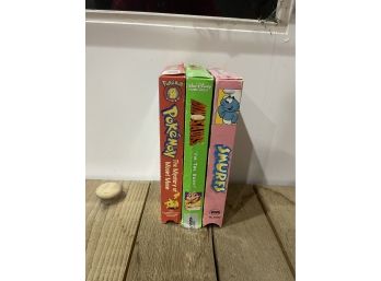Vintage VHS Movies - Pokemon, Dinosaurs, Smurfs