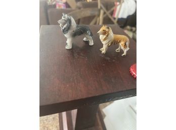 Set Of 2 Vintage Bone China - Collies - Figurines - Mini Dogs, Miniatures - 2'