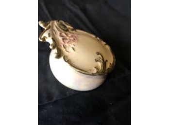 Victorian Era Edwardian Art Nouveau Trinket Box Ironstone Gold And Pink Jewelry Box