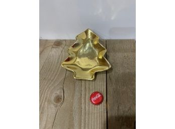 Vintage Christmas Gold Christmas Tree Trinket Tray, Key Or Jewelry Catch, Table Valet, Candle Holder