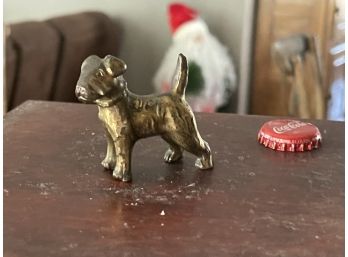 Brass Terrier, Miniature Dog Puppy Figurine - Vintage - Japan - Leash