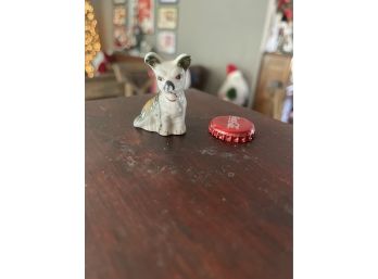 Vintage Hand Painted Bone China - Porcelain Miniature Puppy - Made In Japan - Mini Dog Figurine