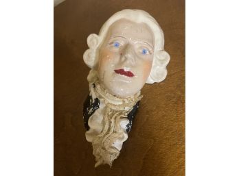 Early Vintage Antique Chalkware Bust, President, Powder Wig, George Washington