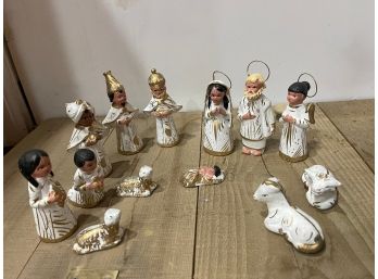 Christmas Nativity Set, Mexican Folk Art, Jesus, Mary, Joseph, Bethlehem