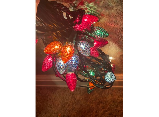 Vintage Iridescent Glass Strawberry Mini Light Multi-color Strand Christmas Lights Working Issue UL R-5964 #2
