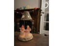 Vintage Frosted Snowman Family Tea Light Holder Christmas Holiday Festive