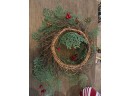 Vintage Mini Candle Wreath Ring Christmas Pinecone And Berries Balsam Centerpiece
