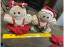 Vintage Cuddly Cousins Gingerbread Christmas Stuffed Toys Man Chef & Woman Set Of 2