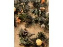 Vintage Magnolia Leaf And Gooseberry With Cedar Pine Christmas Garland 5' Frosted Artificial Greens