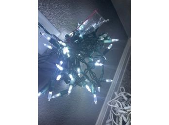 50 Light Strand Cool LED Christmas Lights Green Cord Marquee Lights Mini Lights Cool White Tested Working