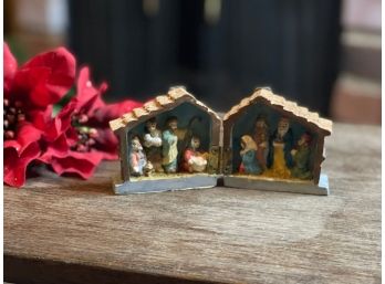 Vintage Hinged Hidden Manger Diorama Nativity Scene Birth Of Christ Surprise Miniature