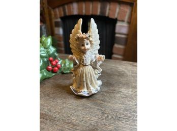 Vintage Angel Figurine Flowers Christmas Resin 4'