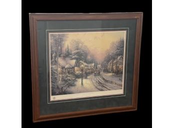 30'X28' Professionally Framed And Doubled Matted With COA Thomas Kinkade 'Foothill Villiage Christmas'