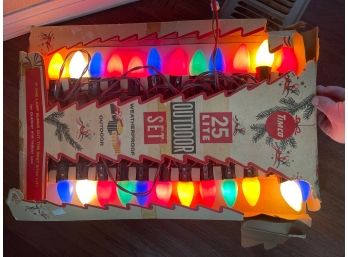 Vintage Outdoor Timco Weatherproof Christmas Bulbs Lights No 425 25 Light Strand New In Box Tested Works RARE