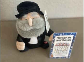 Vintage Gemmy Rabbi Sings Hava Nagila Dances Original Tags Still Attached With Hanukkah Nail Decals New