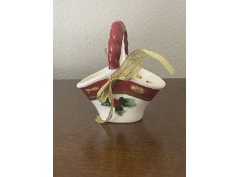 Ceramic Miniature Christmas Basket Holiday Decor