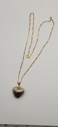 14K Yellow Gold Heart Pendant And 18k Chain