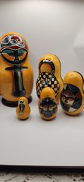 Set Of Hand Painted Native American Nesting Dolls
