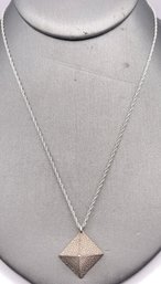 Sterling Silver Egyptian Pyramid Pendant On Sterling Rope Chain