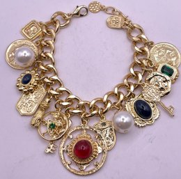 Gold Tone Multi Charm Bracelet