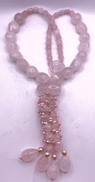 Large Vintage Pink Quartz Necklace