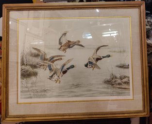 Pair Of Georges Rotig Open Edition Signed Ducks Etchings