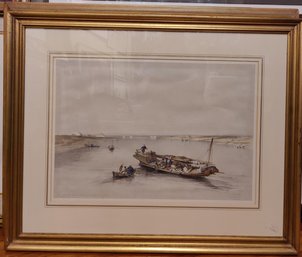 After David Roberts Lithograph In Color View On The Nile
