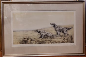 After Leon Danchin Limited Edition Etching Two English Setters In Landscape