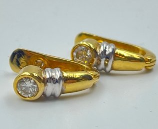 Elegant Mid Century 18kt Gold Diamond Earrings