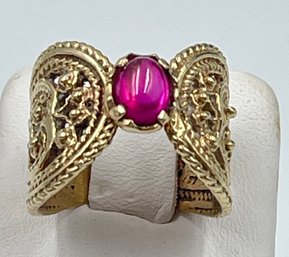 Vintage 14k Gold Tourmaline Filigree Ring Size 7