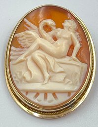 Art Nouveau Nude Cameo In 14 Kt Gold Frame