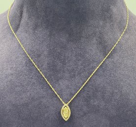 Genuine Pale Yellow Marquis Diamond 18k Necklace