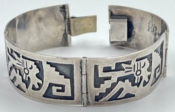 Vintage Wide Sterling Silver Panel Bracelet