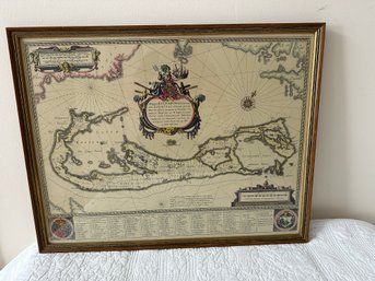 Large Antique Hand Colored Map Of VBermuda #9
