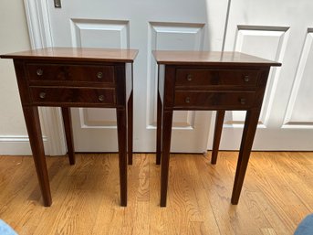 Pair Of 19th Century Inlaid Two Drawer Stands