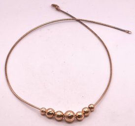 Classic Gold Over Sterling Silver Graduated Beaded Cable Link Necklace