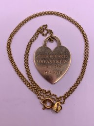 Vintage Authentic  Tiffany 14kt Gold Heart Pendant