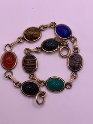 Vintage Multi Gemstone Scarab Bracelet