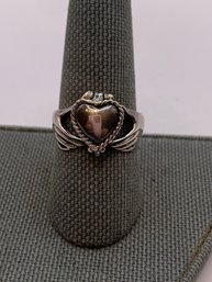 Unusual Sterling Claddagh Poison Ring