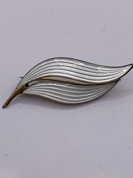 Vintage Vermeil Sterling Enamel Leaf Brooch