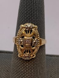 Deco Two Tone 14kt Gold Diamond Ring