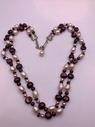 Lovely Double Strand Of Red And Pink Pearls