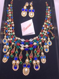 Gorgeous Scassi Statement Necklace And Earrings In Box