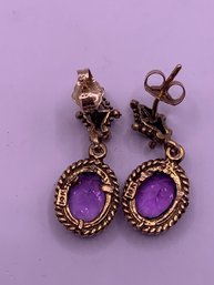 Elegant 14kt Gold Amethyst Earrings