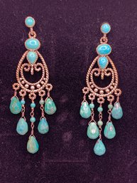 Fantastic Sterling Silver Turquoise Hanging Earrings