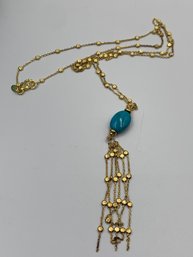 Sterling Silver And Turquoise Tassel Necklace