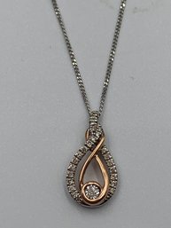 Lovely INTERWOVEN Diamond Gold And Silver Necklace