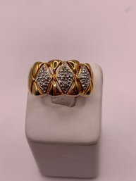 Elegant Wide Vermeil Sterling Silver Diamond Ring